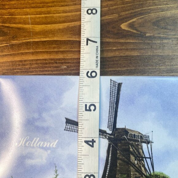 Hand Painted Vintage Ter Steege BV Holland 6" Wall Tile w/ Dutch Windmill - Picture 5 of 7